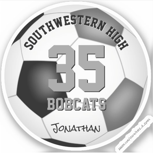 Schwarz-Grau-Mannschaft Farben Jungen Mädchen Fußb Aufkleber (Vorderseite)