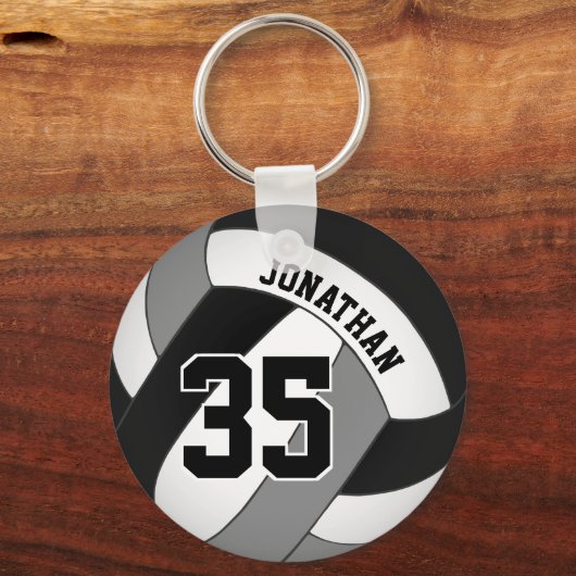 Schwarz-Grau-Mannschaft färbt Bubenvolleyball-Brau Schlüsselanhänger (Vorderseite)