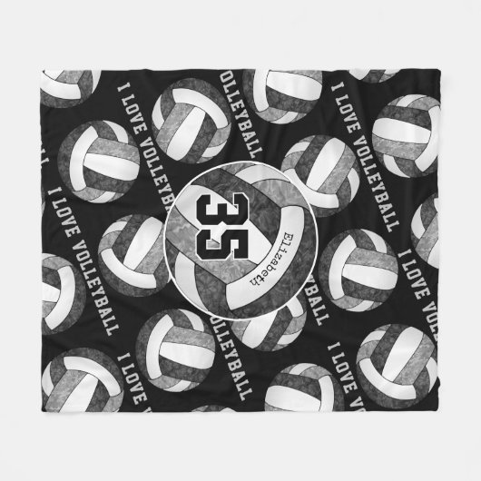Schwarz-Grau-Mannschaft färbt Mädchen in Liebe Vol Fleecedecke (Vorderseite (Horizontal))