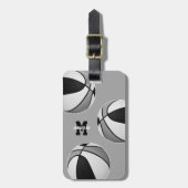 Schwarz-Grau-Mannschaftsfarben Basketball Gepäckanhänger (Vorderseite vertikal)