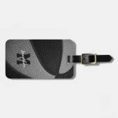 Schwarz-Grau-Mannschaftsfarben mit Monogramm Baske Gepäckanhänger (Vorderseite horizontal)