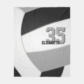 Schwarz-Grau-Mannschaftsfarben Volleyball Fleecedecke (Vorderseite)