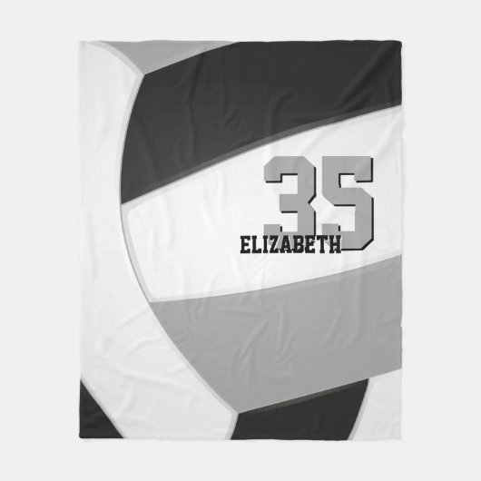 Schwarz-Grau-Mannschaftsfarben Volleyball Fleecedecke (Vorderseite)