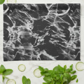 Schwarz-Grau-Marmor Geschirrtuch (Gefaltet)