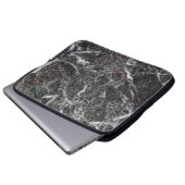 Schwarz-Grau-Marmor-Steinmuster Laptopschutzhülle (Vorne Knopf)