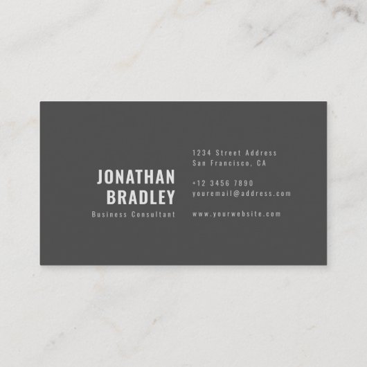 Schwarz-Grau-Minimal-Sauberkeit Beruflich Visitenkarte (Rückseite)