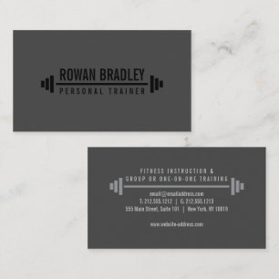 Schwarz & Grau Minimalist Personal Trainer Fitness Visitenkarte