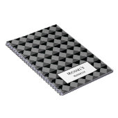 Schwarz Grau Modern Trendy Diamond Triangle Patter Notizblock (Rechte Seite)