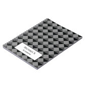 Schwarz Grau Modern Trendy Diamond Triangle Patter Notizblock (Linke Seite)