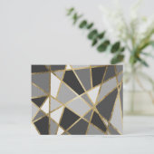 Schwarz & Grau Moderne Geo Gold Dreiecke Postkarte (Stehend Vorderseite)