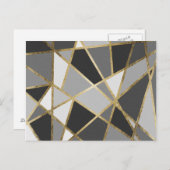 Schwarz & Grau Moderne Geo Gold Dreiecke Postkarte (Vorne/Hinten)