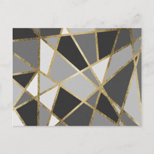 Schwarz & Grau Moderne Geo Gold Dreiecke Postkarte