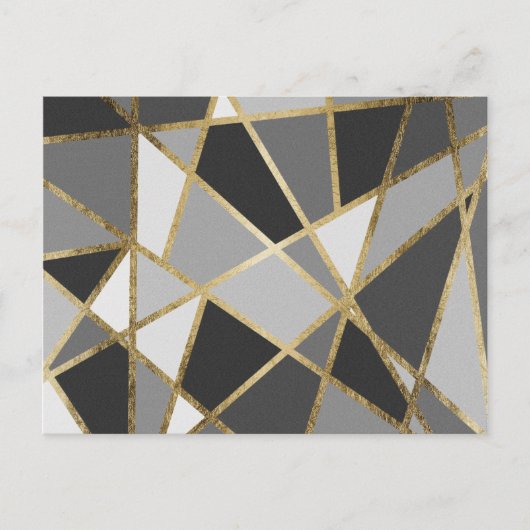 Schwarz & Grau Moderne Geo Gold Dreiecke Postkarte (Vorderseite)