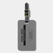 Schwarz Grau Modernes Schlicht Einfaches Minimalis Gepäckanhänger (Vorderseite vertikal)