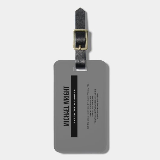 Schwarz Grau Modernes Schlicht Einfaches Minimalis Gepäckanhänger (Vorderseite vertikal)