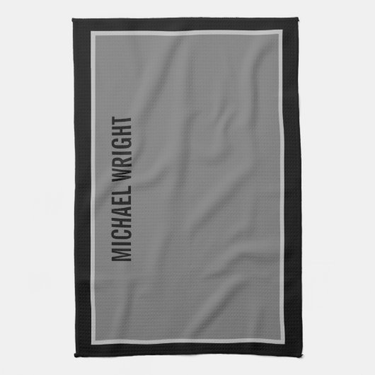 Schwarz Grau Modernes Schlicht Einfaches Minimalis Geschirrtuch (Vertikal)