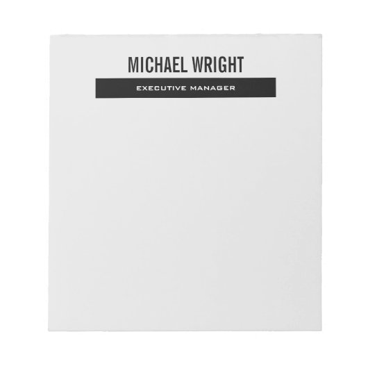 Schwarz Grau Modernes Schlicht Einfaches Minimalis Notizblock (Vorderseite)