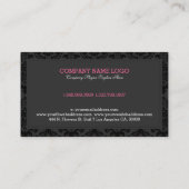 Schwarz-Grau-Monochromatischer Vintager BlumenDama Visitenkarte (Rückseite)