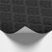 Schwarz-Grau-Monochromatisches Damasketmuster Geschenkpapier (Ecke)