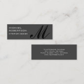 Schwarz-Grau-Monogram-Moderne Slim-Visitenkarte Mini Visitenkarte (Vorne/Hinten)