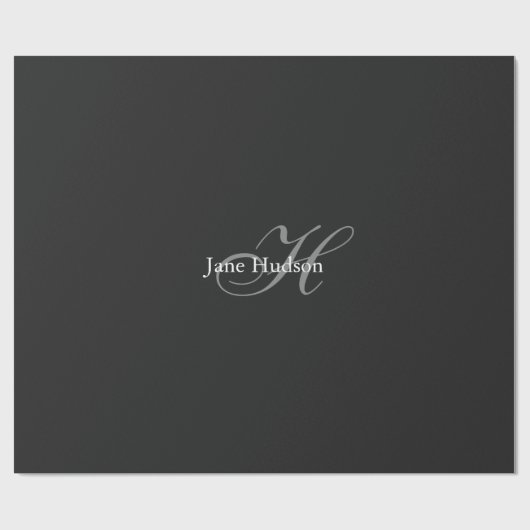 Schwarz-Grau-Monogramm Einfache Schlichte Sonderak Geschenkpapier (Flach)