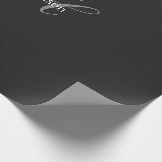 Schwarz-Grau-Monogramm Einfache Schlichte Sonderak Geschenkpapier (Ecke)