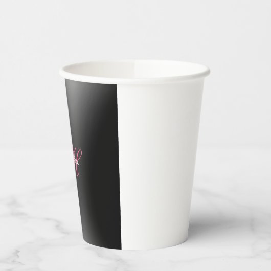 Schwarz-Grau-Monogramm Einfache Schlichte Sonderak Pappbecher (Links)