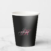 Schwarz-Grau-Monogramm Einfache Schlichte Sonderak Pappbecher (Vorderseite)