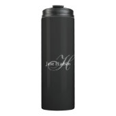 Schwarz-Grau-Monogramm Einfache Schlichte Sonderak Thermosbecher (Vorderseite)