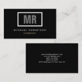 Schwarz-Grau-Monogramm einzigartig Visitenkarte (Vorne/Hinten)