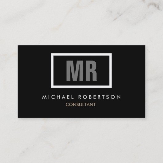 Schwarz-Grau-Monogramm einzigartig Visitenkarte (Vorderseite)