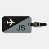 Schwarz-Grau-Monogramm-Flugbahn Gepäckanhänger (Vorderseite horizontal)