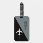 Schwarz-Grau-Monogramm-Flugbahn Gepäckanhänger (Rückseite vertikal)