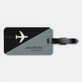 Schwarz-Grau-Monogramm-Flugbahn Gepäckanhänger (Rückseite horizontal)