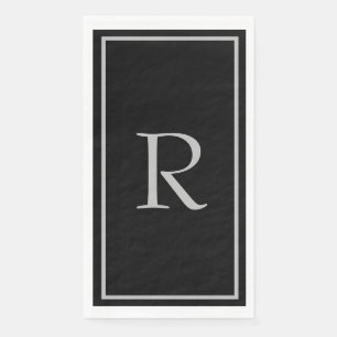 Schwarz-Grau-Monogramm-Initial-Individuelle Name Serviette