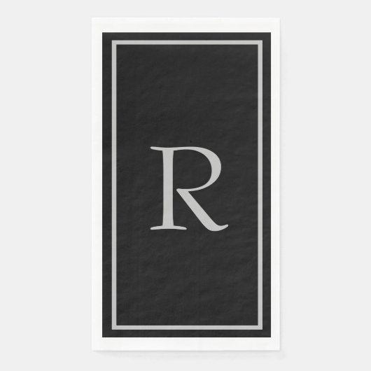 Schwarz-Grau-Monogramm-Initial-Individuelle Name Serviette (Vorderseite)