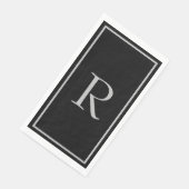 Schwarz-Grau-Monogramm-Initial-Individuelle Name Serviette (Ecke)
