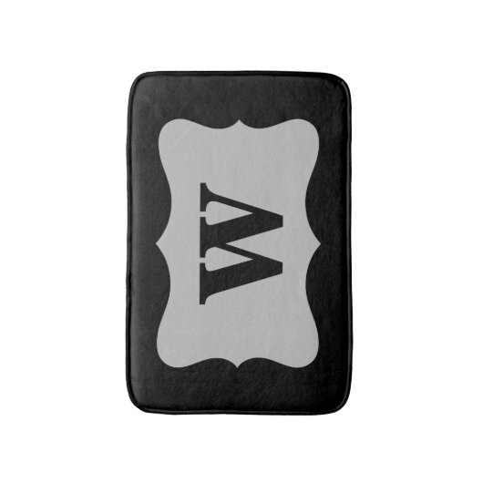 Schwarz-Grau-Monogramm-Initial-Zuhause dekorativ Badematte (Vorderseite Vertikal)