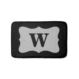 Schwarz-Grau-Monogramm-Initial-Zuhause dekorativ Badematte