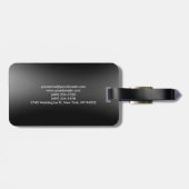 Schwarz-Grau-Monogramm-Initialen Einfach Schlicht Gepäckanhänger (Rückseite horizontal)