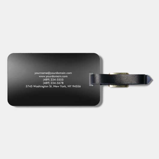 Schwarz-Grau-Monogramm-Initialen Einfach Schlicht Gepäckanhänger (Rückseite horizontal)