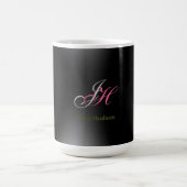 Schwarz-Grau-Monogramm-Initialen Einfach Schlicht Kaffeetasse (Mittel)