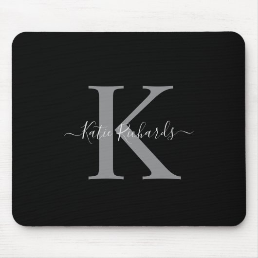 Schwarz-Grau-Monogramm-Maus-Pad Mousepad (Vorne)