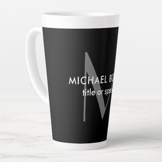Schwarz-Grau-Monogramm Moderne Minimalistische Vor Milchtasse (Linke Ecke)