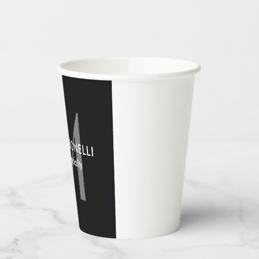Schwarz-Grau-Monogramm Moderne Minimalistische Vor Pappbecher (Links)