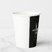 Schwarz-Grau-Monogramm Moderne Minimalistische Vor Pappbecher (Rechts)