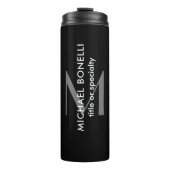 Schwarz-Grau-Monogramm Moderne Minimalistische Vor Thermosbecher (Vorderseite)