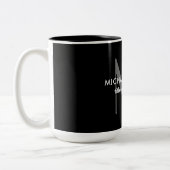 Schwarz-Grau-Monogramm Moderne Minimalistische Vor Zweifarbige Tasse (Links)