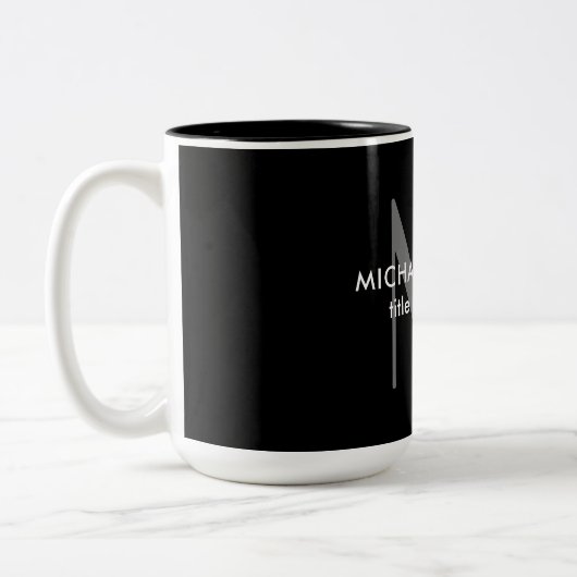 Schwarz-Grau-Monogramm Moderne Minimalistische Vor Zweifarbige Tasse (Links)