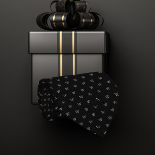 Schwarz-Grau-Monogramm-Muster Krawatte